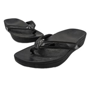 Vionic High Tide Womens Black Platform Flip Flop Comfort Slip On Sandals Size 11